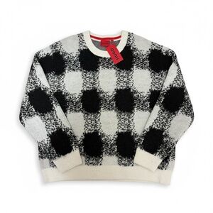 HUGO oversize-fit sweater with a jacquard-knitted check pattern wool blend 2xl